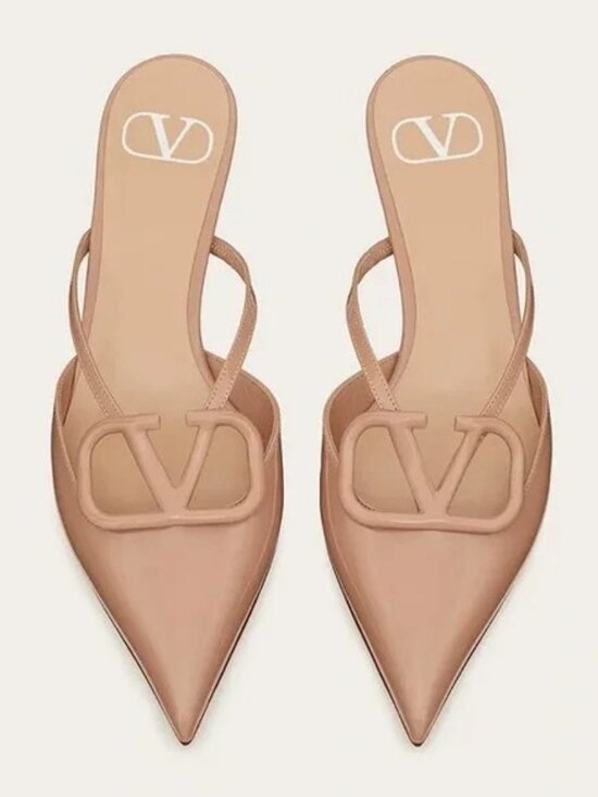 Valentino Shoes - Valentino Garavani Patent Leather VLOGO Pump Heels Mule
